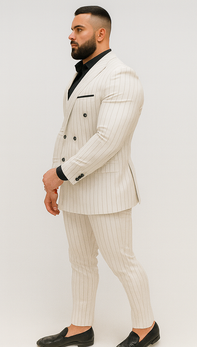 White Suits With Black Pinstripe - 1920's 1940's Dress Suit