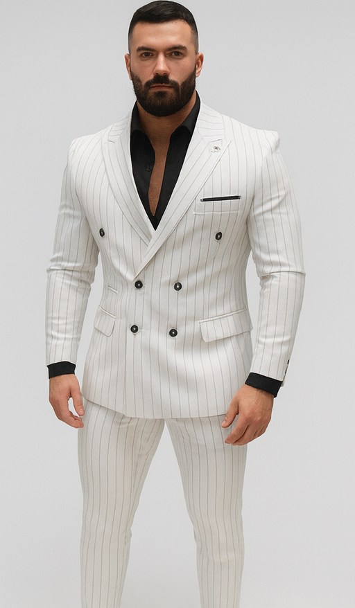 White Suits With Black Pinstripe - 1920's 1940's Dress Suit