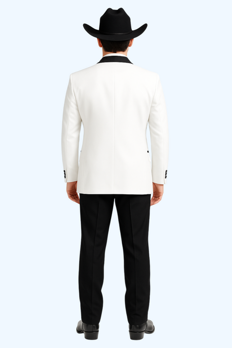 White Two toned Kids Sizes 2 Button Party Cheap Priced Business Suit Perfect For boys wedding outfits Clearance Sale & Tuxedo & Dinner Jacket Blazer W/ Black + Free Pant