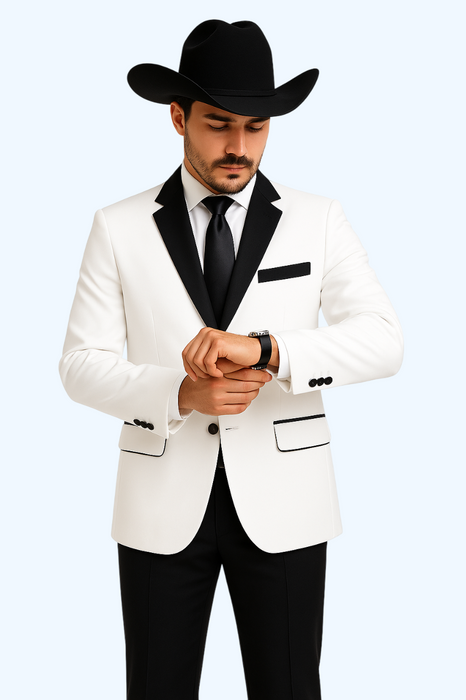 White Two toned Kids Sizes 2 Button Party Cheap Priced Business Suit Perfect For boys wedding outfits Clearance Sale & Tuxedo & Dinner Jacket Blazer W/ Black + Free Pant