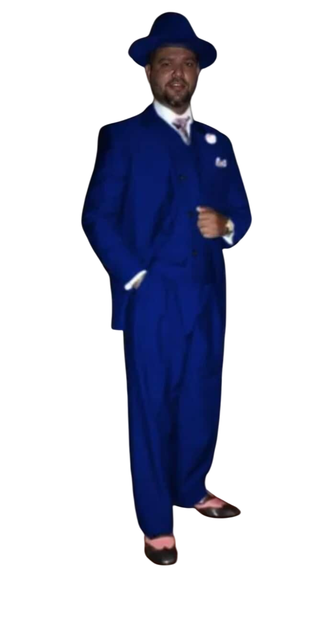 Wide Leg Pleated Pants Pants - 100% Wool Suit - Double Breasted Vest Peak Lapel - Classic Fit Suit - Vested Suit - Cobalt Blue