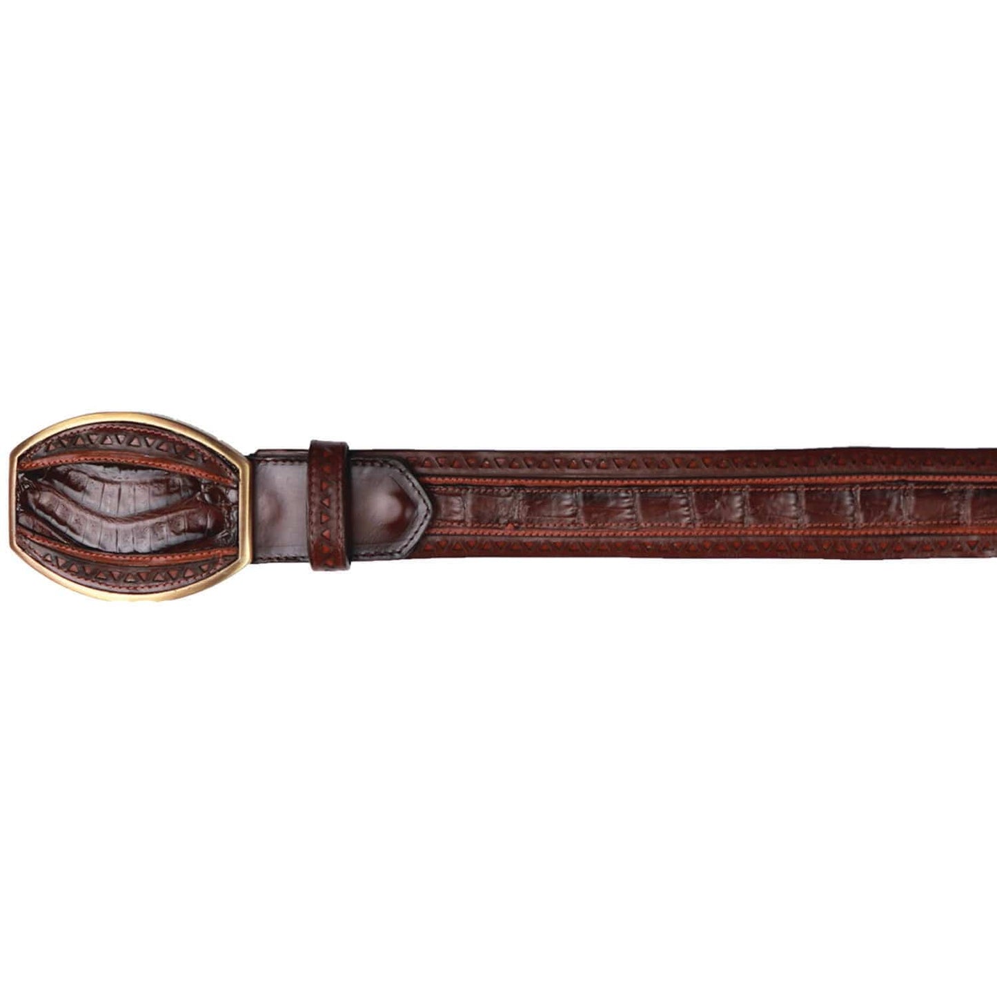 Men's Wild West Caiman Belly Laser Design Casual Belt 2C24U8216