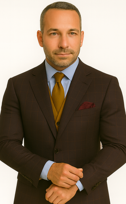 Wool Suit - Italian Made Business Suit by Statement Men's 3 Piece 100% Wool Modern Fit Suit - Bold Scoop Vest