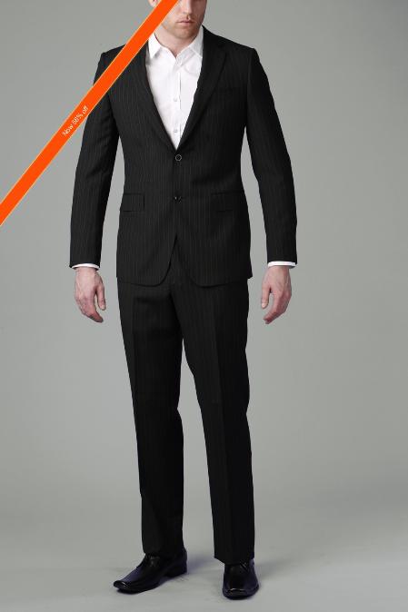 Mensusa Products 2Button Black Multi Stripe Slim Cut Suit