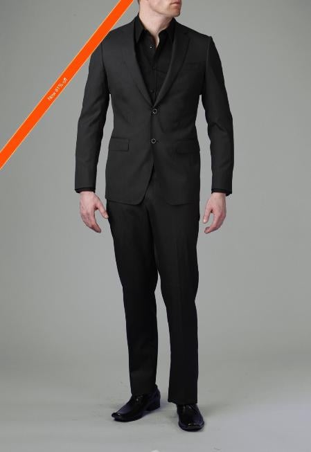 Mensusa Products 2Button Liquid Black Modern Slim Suit