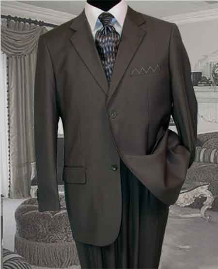 Mensusa Products 2pc 2 Btn Charcoal Gray Pinstripe Suit Super's with Hand Pick Stitching on Lapel