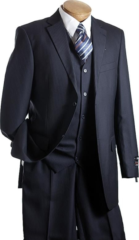 3 PC Vested Navy TNT Mens Designer affordable suit online sale