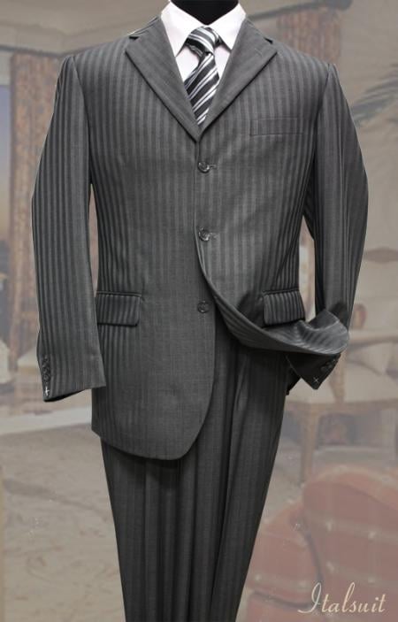 Charcoal Classic 2PC 3 Button Tone On Tone Stripe Mens cheap discounted Suit