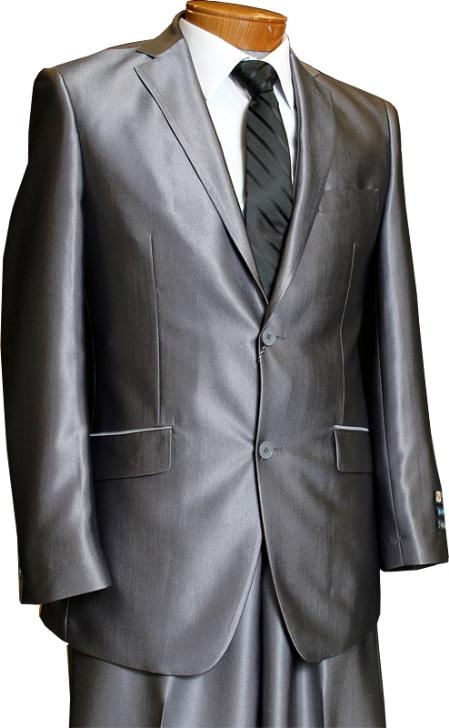 Gianni Uomo Mens Slim Fit Suit Single Breasted 2-Button Suit (Double Vented Jacket + Pants)  Notch Lapel Two Button Suit with No-Pleat Trousers in Dar
