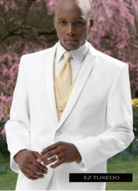 SKU#Fer_TX_2 2 Button Style White Tuxedo Suit + Tux Shirt  Bow Tie ...