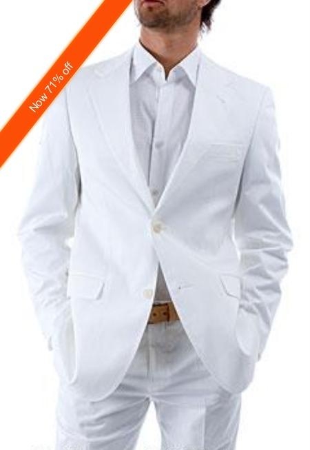 Men's 2Button White Suit + White Shirt 