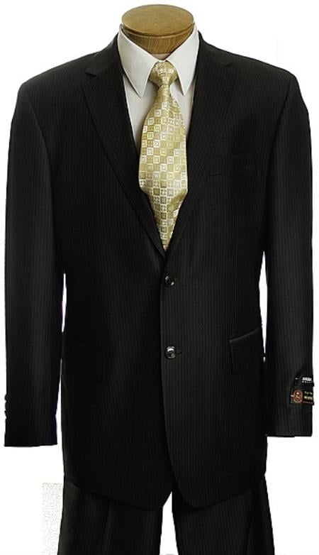 Men's Black Pinstripe 2 Button affordable suit online sale