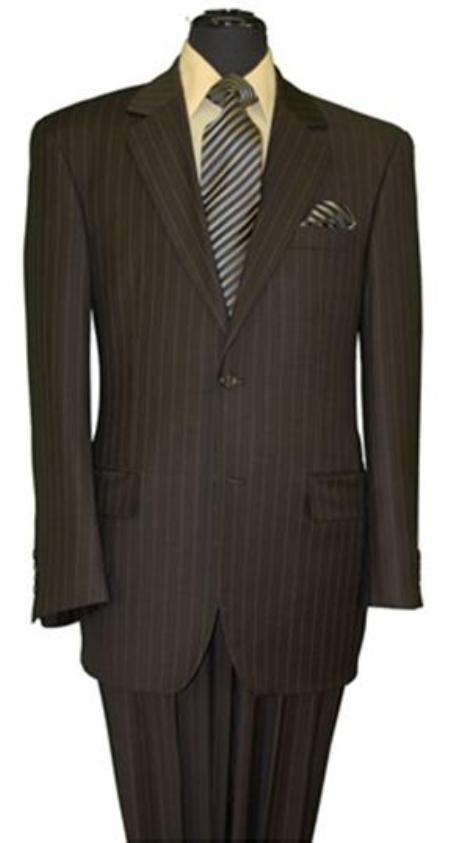 Mens Brown Stripe 2 Button Suit