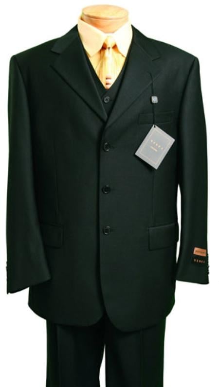 Mensusa Products Men's Fashion three piece suit in Super's Luxurious Wool Feel Black
