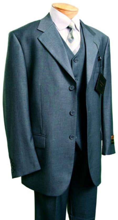 Mensusa Products Men's Fashion three piece suit in Super's Luxurious Wool Feel Heather Grey