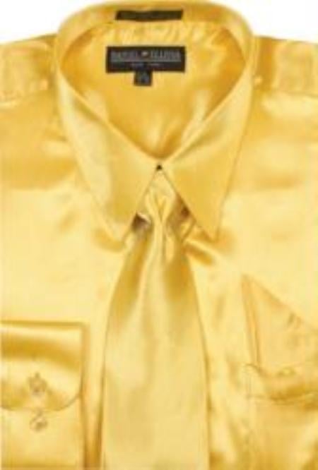 SKU#BF770 Men's Gold Shiny Silky Satin Dress ShirtTie 59