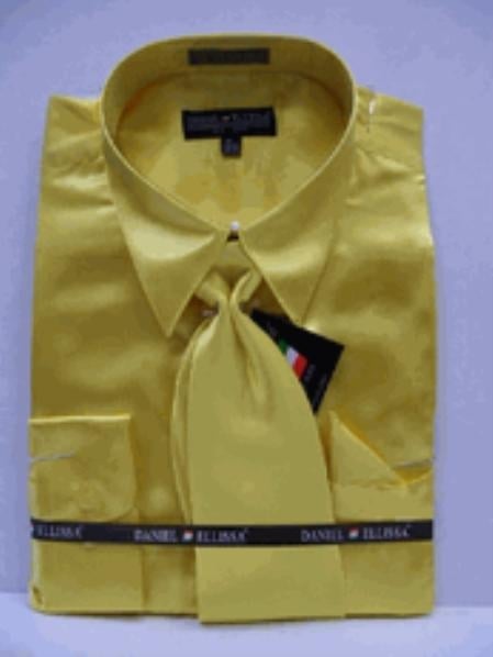 White Dress Shirt And Tie For Men Sku#jd113 mens new gold satin