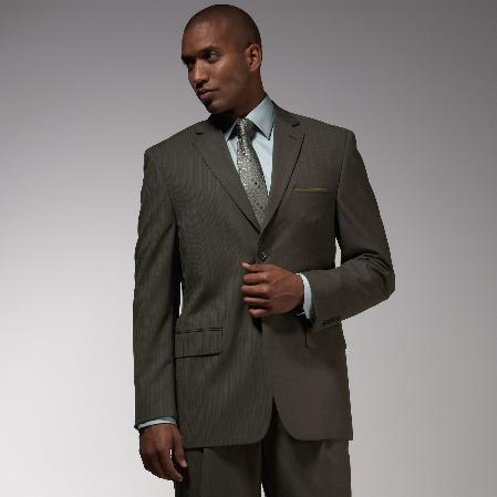Mensusa Products Men's Dark Olive Green Pinstripe Pattern of Very Thin Stripes affordable suit online sale