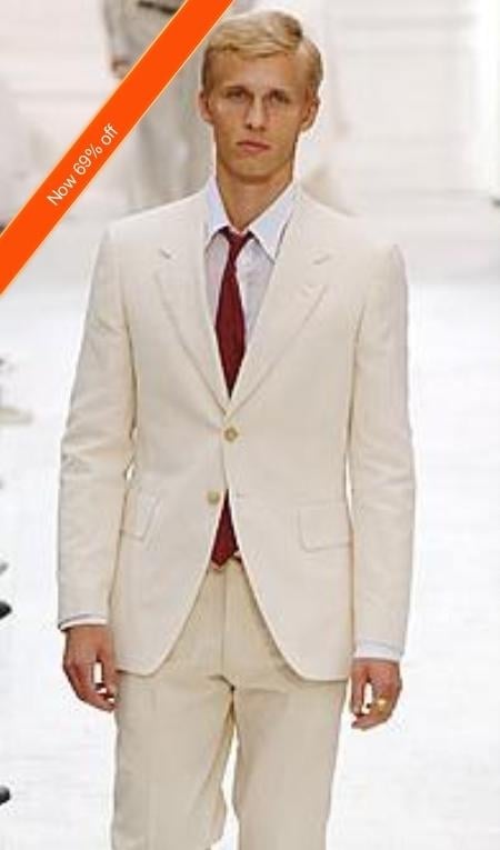 Men's Suit 2Button Ivory Off White Jacket and Pants