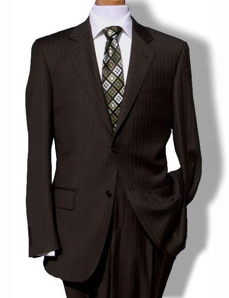 Mensusa Products Mens Two Button Brown Pinstripe Suit