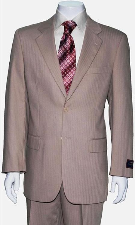 Mensusa Products Mens Two Button Tan Shadow Stripe Suit