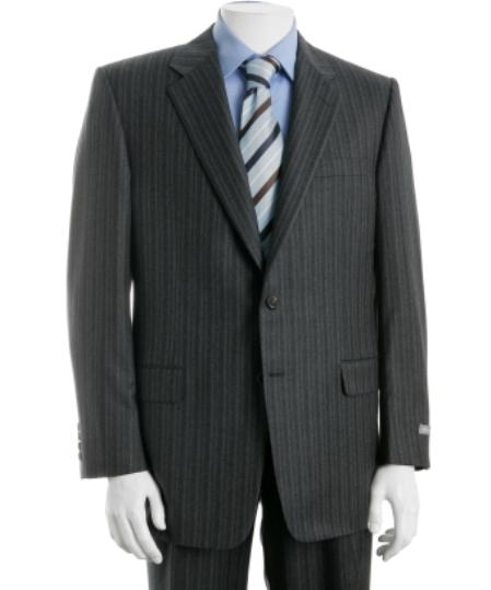 Mens Two Button Charcoal Gray Multi Stripe Suit