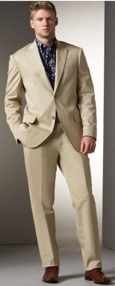 Mensusa Products Mens Two Button Suit Khaki Stone
