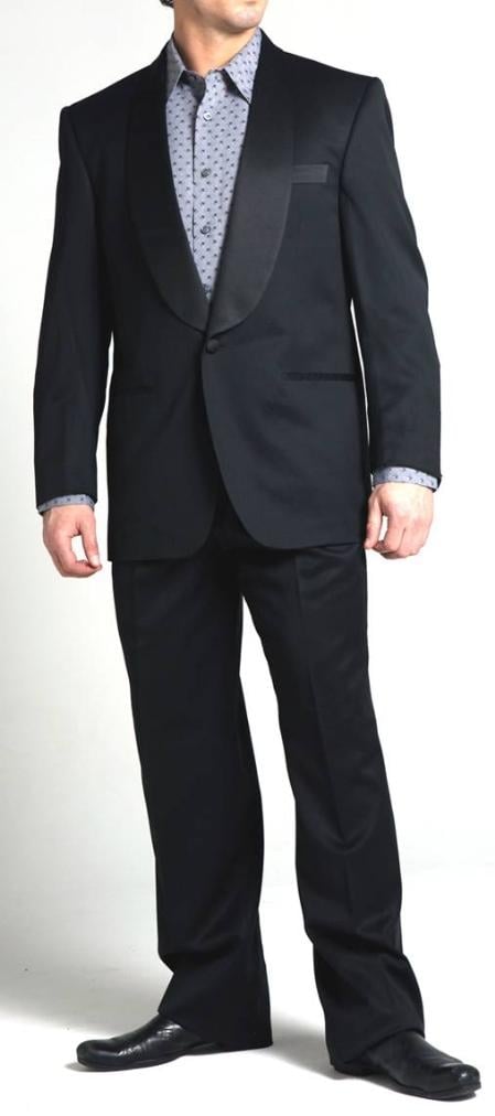 Mensusa Products Richard Harris One Button Shawl Collar Wool Tuxedo Black