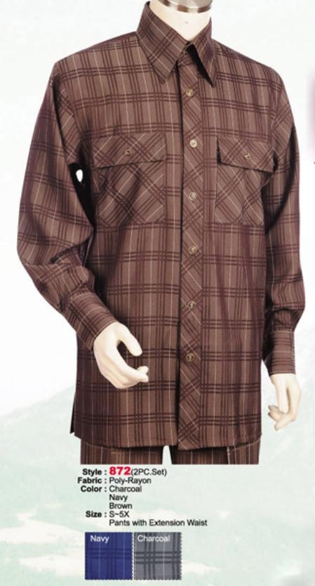 SKU BZ745 2PC Set Casual Suit in Brown or Charcoal or Navy 89