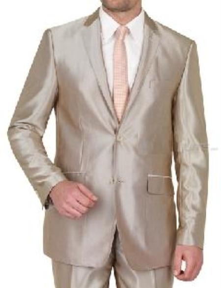 Mensusa Products Shiny sharkskin Single Breasted Mens Suit SideVented MoccaBronzeSandTaupe2