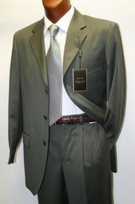 SKU 693 Solid Olive Green Business Suit Super 120's Wool 149