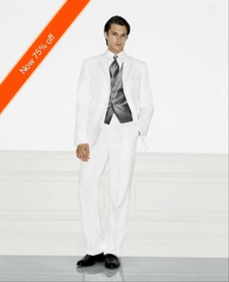 White Men's Wedding Suit, Notched Lapel, 3 Button Style, Ultimate Stylish Suit 