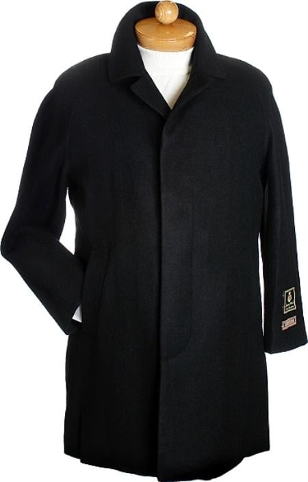 Black 3 Quarter Length Wool Jacket Mens