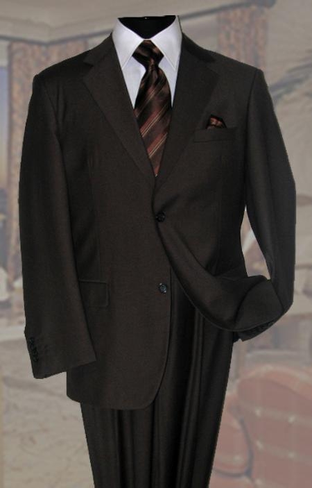 Mensusa Products Brown Mens Wool Suit 2 Button 2pc Super's With Hand Pick Stitching on Lapel