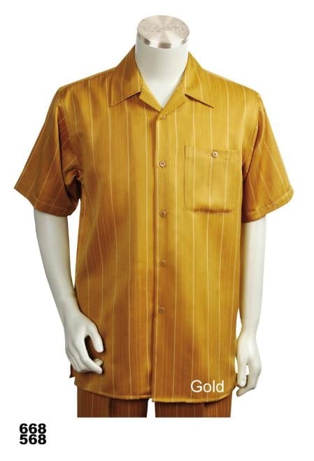 Mensusa Products Casual Walking Suit Set Gold (Shirt & Pants Included)