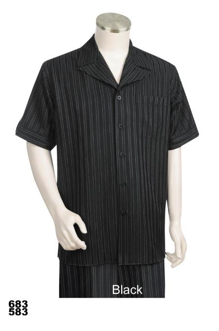 Casual Walking Suit Set (Shirt & Pants Included) Black