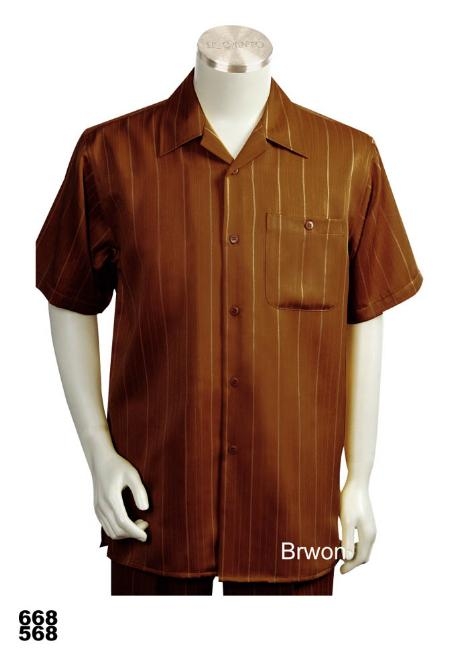 Mensusa Products Casual Walking Suit Set (Shirt & Pants Included ) Brown