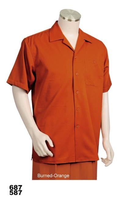 Mensusa Products Casual Walking Suit Set (Shirt & Pants Included) Burned Orange