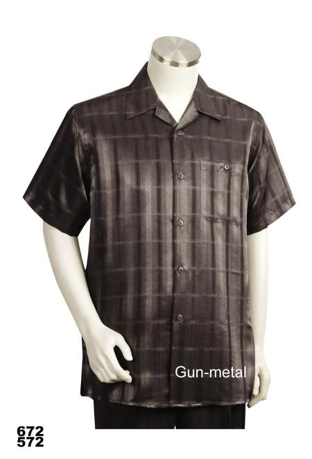 Mensusa Products Casual Walking Suit Set (Shirt & Pants Included) Gun Metal