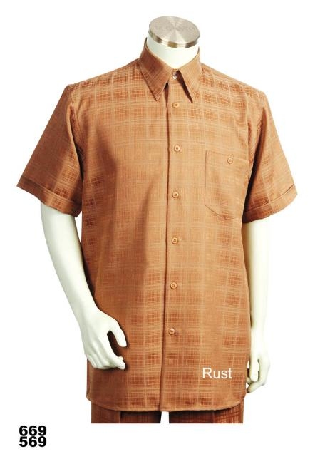 Mensusa Products Casual Walking Suit Set (Shirt & Pants Included) Rust