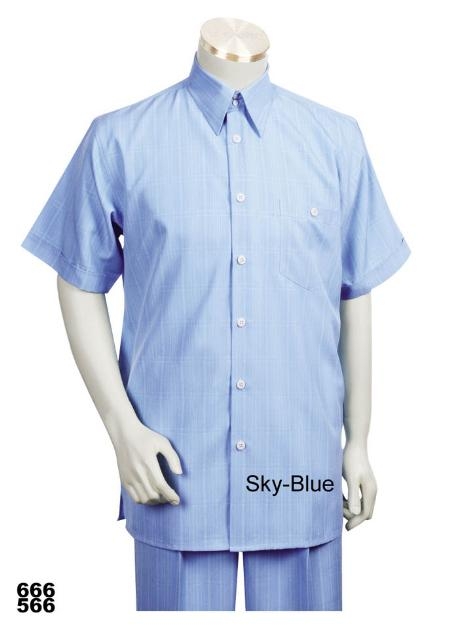 Casual Walking Suit Set (Shirt & Pants Included ) Sky Blue