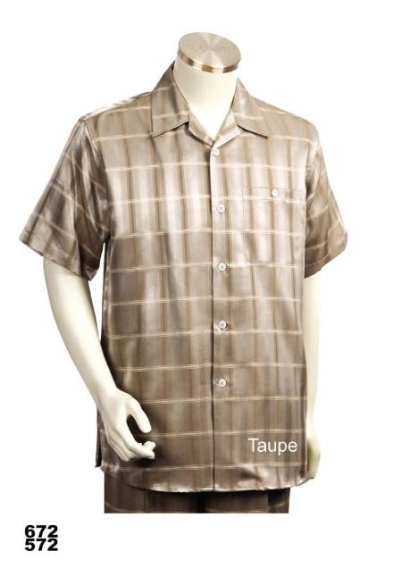 Mensusa Products Casual Walking Suit Set Taupe (Shirt & Pants Included)