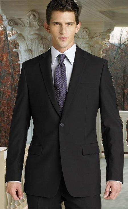 Mensusa Products Charcoal 2 Button Super's 2pc Wool Suit with Hand Pick Stitching on Lapel