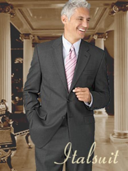 Mensusa Products Charcoal 2 Button Wool 2pc Suit Super's with Hand Pick Stitching on Lapel