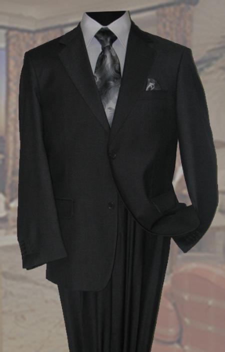 Charcoal Mens Wool Suit 2 Button 2pc Super's With Hand Pick Stitching on Lapel