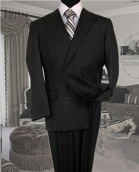 Mensusa Products Charcoal Suit With Pinstripe Full Canvanced Poly~Rayon Wool Feel Pleated Pants