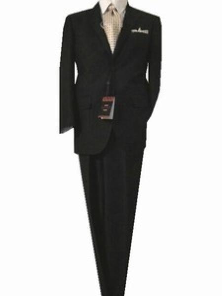 Mensusa Products Fitted Tailored Slim Cut 2 Button Black Bird's Eye Men's Suit