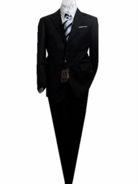 Mensusa Products Fitted Tailored Slim Cut 2 Button Black with Tone on Tone Stripes Men's Suit