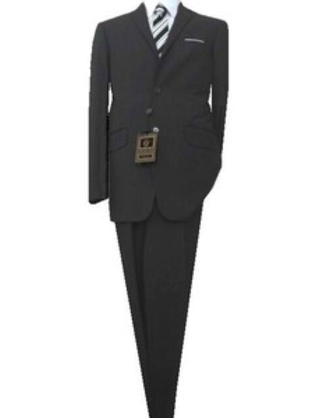 Mensusa Products Fitted Tailored Slim Cut 2 Button Euro Slim Dark Gray Teakweave Men's Suit