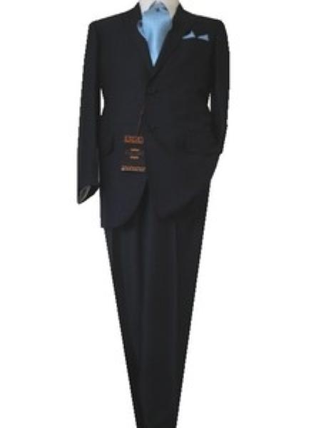 Mensusa Products Fitted Tailored Slim Cut 2 Button Navy Blue Bird's Eye Men's Suit